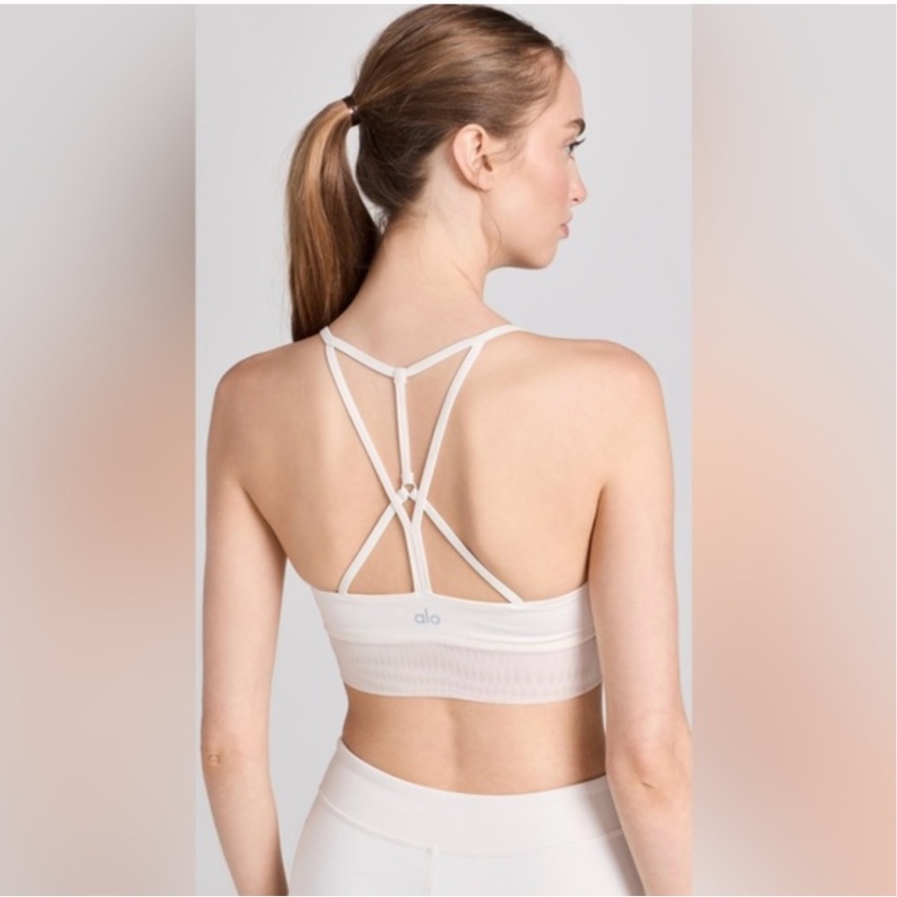 ALO Yoga White Strappy Sports Bra